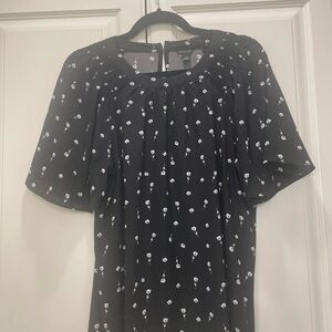 Ann Taylor Black Dress with White Floral Design